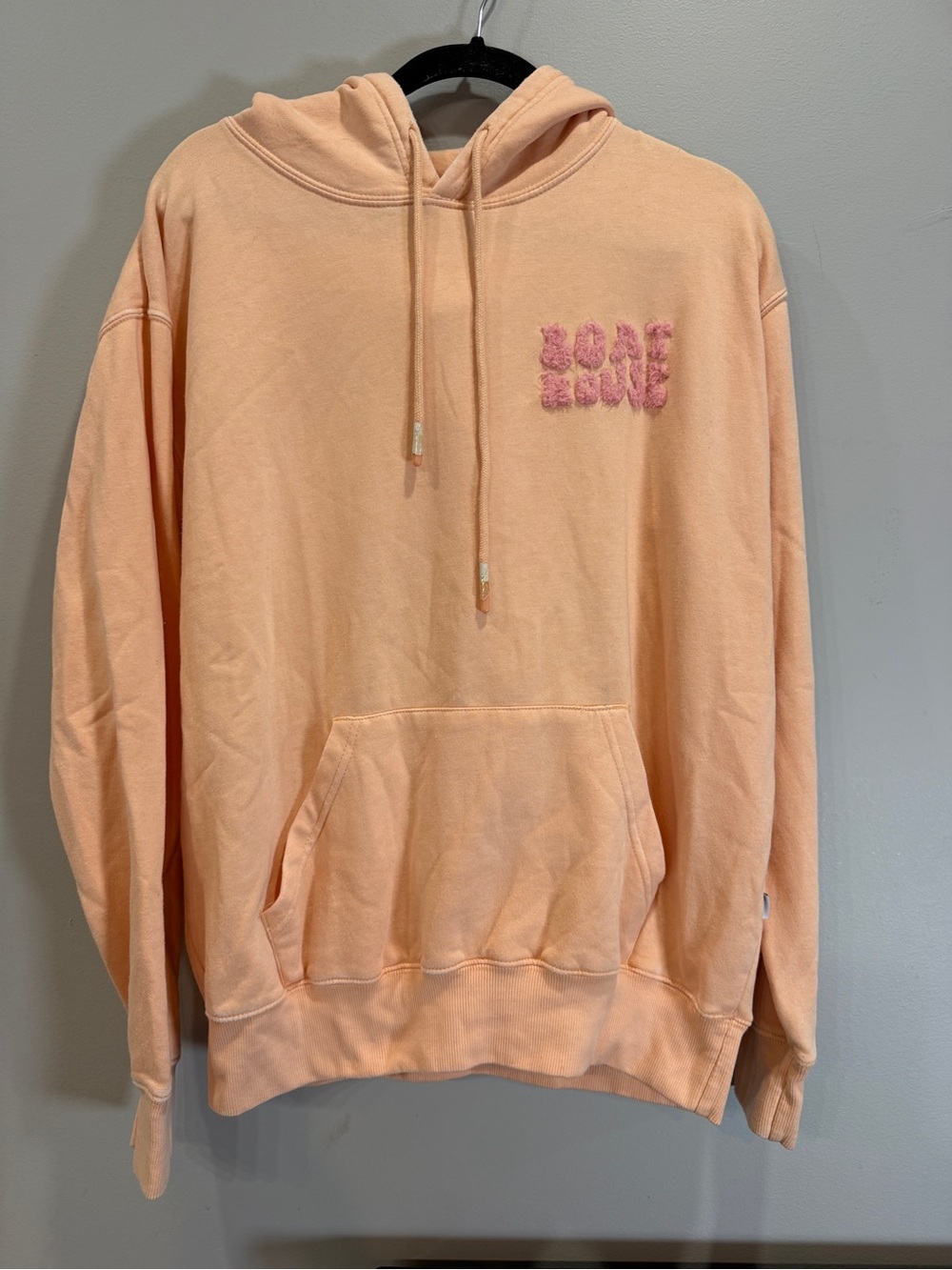 Peach Pullover Hoodie with Pink Chenille Logo